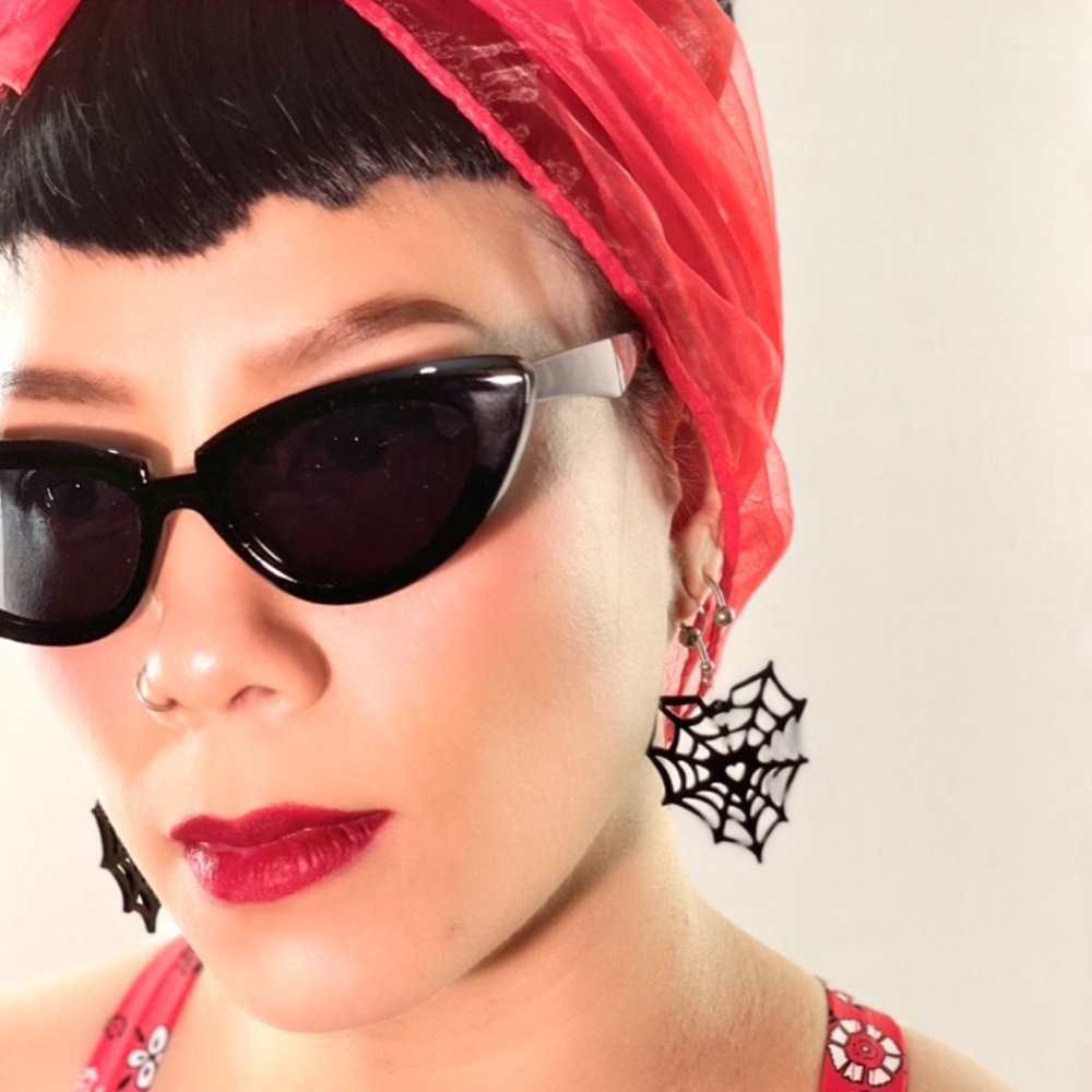 Pinup 50s Lucy Black Pin Up Girl Cateye Retro VIntage Style Sunglasses - Picture 3 of 5